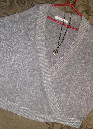 Нарядная,трикотажная блузка,тауп с люрексом,большого размера-оверсайз,zj denim5 фото