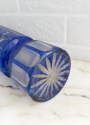 Ваза кристальная винтажная кобальт синий хрусталь гдр винтаж