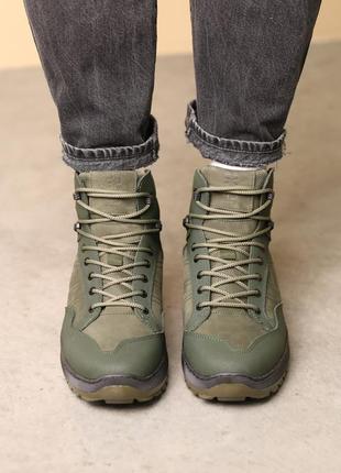 Ботинки тактические мужские кожаные зима мех хаки 5873154 фото