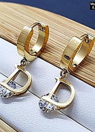 Серьги из медицинского золота в стиле dior.