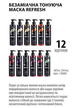 Тонувальна маска для волосся lisap refresh color mask 250 мл