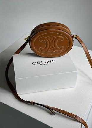 Женская овальная маленькая кожаная коричневая сумка celine2 фото
