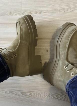 Новые замшевые утеплённые ботинки на грубой платформе 38 р осень/ зима zara8 фото