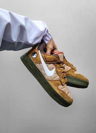 Мужские зимние термо кроссовки найк форс, nike air force 1 low. до - 15°с. коричневые