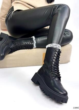 Высокие кожаные ботинки на шнуровке, арт. 33997