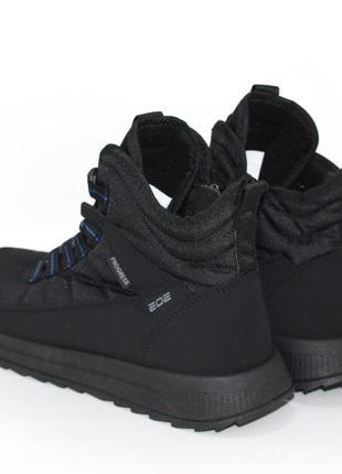 Теплые зимние мужские черные ботинки из плащевки с молнией на эко меху, мужская обувь на зиму4 фото