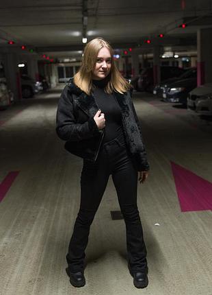 Джинсы/брюки-клеш, рыбка черные