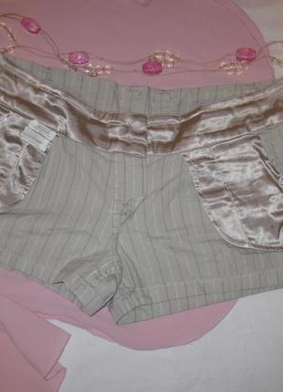 Серые короткие шорты большой размер 40 amisu амису км1829 в полосочку с двумя карманами по бокам8 фото