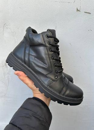 Зимові чоловічі чорні зручні черевики шкіряні/натуральна шкіра-чоловіче взуття на зиму1 фото