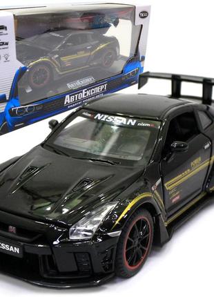 Іграшкова машинка металева nissan gt-r «автоексперт» ніссан гт-р чорний звук світло 15*4*7 см (700701)