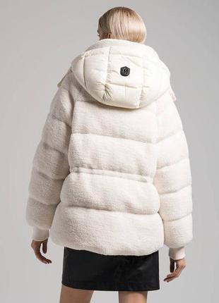 Курточка куртка хутро на синтепоні біла тепла пуховик молочна6 фото