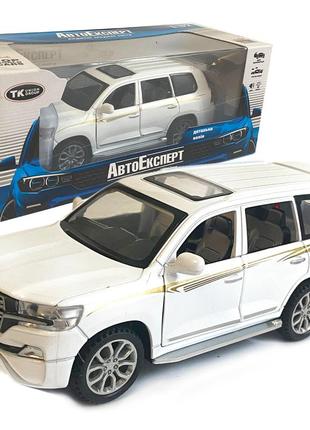 Машинка металлическая toyota land cruiser «autoexpert» тойота джип белый, звук, свет, инерц., откр. двери,