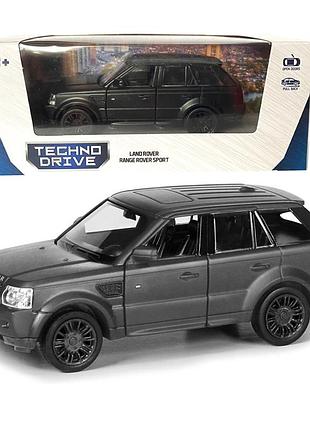 Игрушечная машинка металлическая land rover range rover sport, ленд ровер спорт, черный, откр двери, инерция,