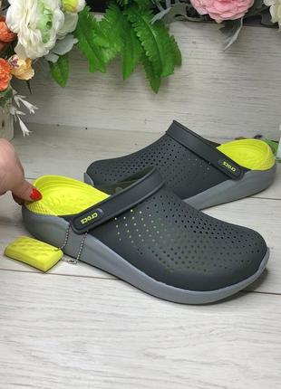 Чоловічі оригінальні крокси з салатовою п'ятою crocs literide graphic clog сабо кроксы crocs literid2 фото
