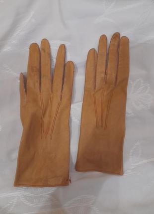Перчатки, винтаж, нат кожа, на тонкие пальцы и ладонь.