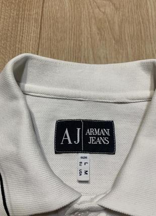 Armani jeans white logo поло футболка old money4 фото