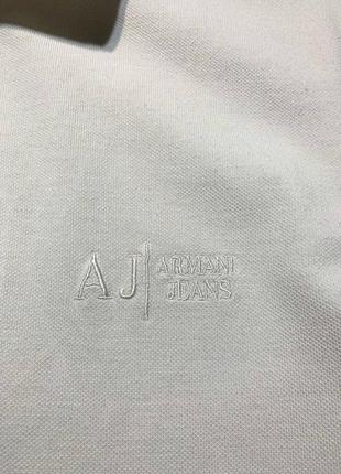 Armani jeans white logo поло футболка old money3 фото
