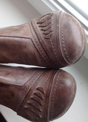 Черевики з натуральної шкіри, коричневі черевики на маленькому підборі, черевики з круглим носком5 фото