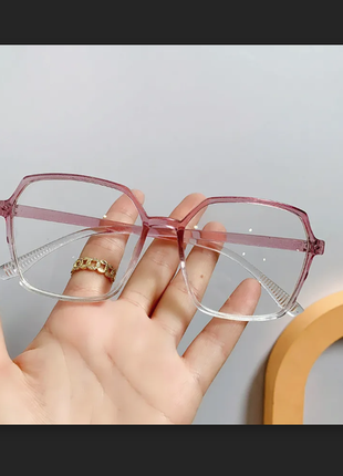 Прозорі іміджеві окуляри антиблікові рожеві