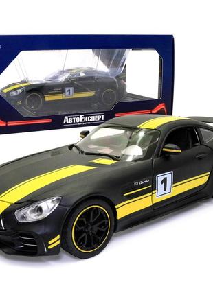Іграшкова машинка металева mercedes-benz amg «автоексперт» мерседес чорний звук світло 20*9*7 см (gt-6214)1 фото