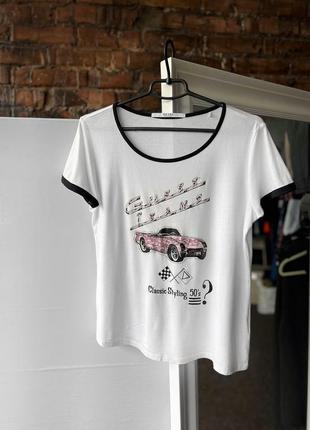 Guess jeans women’s classic styling 50's white t-shirt женская футболка