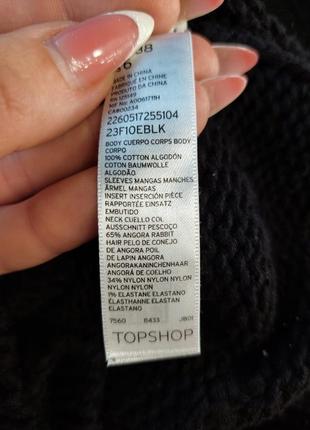 Фирменный topshop свитер/кофта на 65% ангора и 100%хлопка в черном, размер с-м9 фото