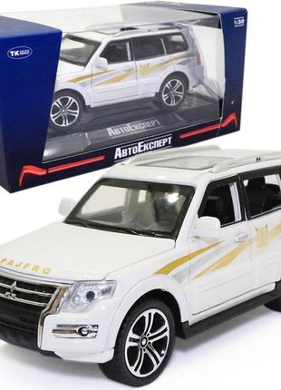 Машинка металева mitsubishi pajero autoexpert мітсубісі паджеро джип білий звук світло 16 см (gt-2156)