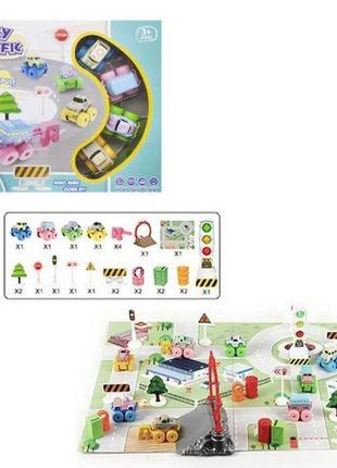 Ігровий килимок «міський трафік», ігрове поле, 4 машинки, 20 аксесуарів, (rt001-3)