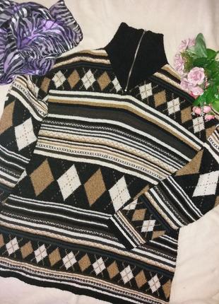 Батальный буклированный свитер с молнией под горло,60-64разм.