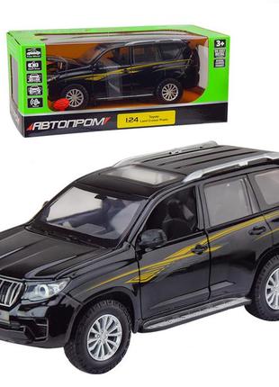 Іграшкова машинка металева toyota land cruiser prado автопром тойота джип 1:24, чорна, 20*7*8 см, (68270)