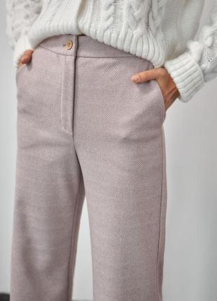 Брюки женские шерстяные широкие теплые женские штаны трикотажные удлиненные брюки палаццо с карманами6 фото