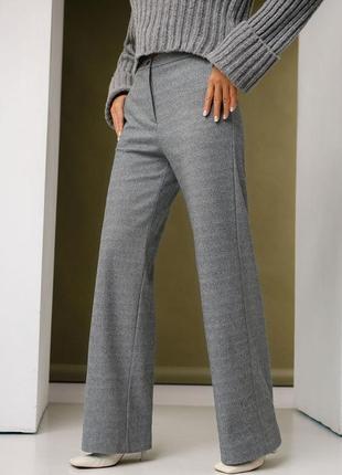 Брюки женские шерстяные широкие теплые женские штаны трикотажные удлиненные брюки палаццо с карманами7 фото