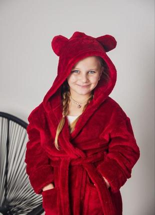 Теплый махровый халат для девочки мишка с ушками о 6 до 16 лет xs,s,m,l9 фото