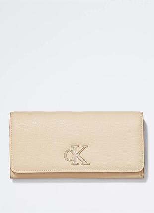 Новий гаманець calvin klein (ck logo longfold beige wallet) з америкари