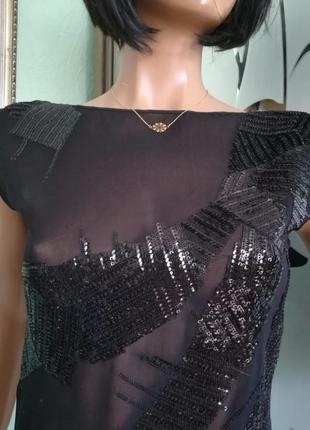 Красивая шелковая блуза расшитая пайетками3 фото