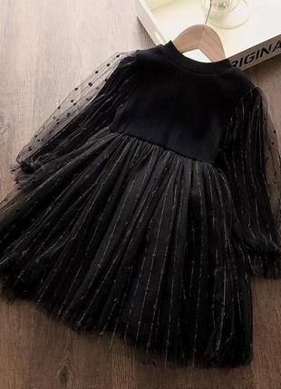 Праздничное черное платье для маленькой леди