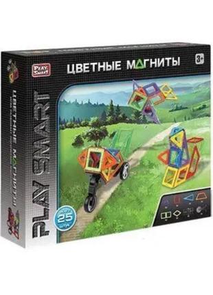 Магнітний конструктор play smart машинки, тваринки, мотоцикли «кольорові магніти» 25 деталей, 33 моделі (2474)4 фото