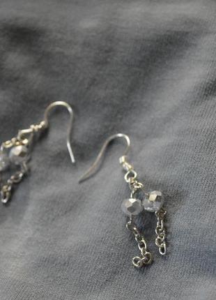 Сережки кришталь крапля ланцюжки 3