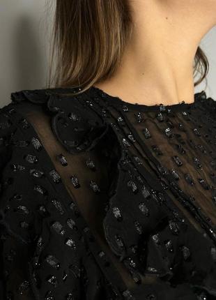 Полупрозрачная нарядная блестящая блуза с воланами и объёмными рукавами h&m zara🔥6 фото