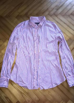Gant-приталенная хлопковая рубашка блуза в полоску! р.-38