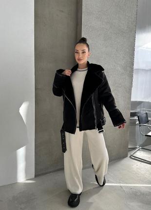 Дубленка авиатор zara эко замш черный s, m, l