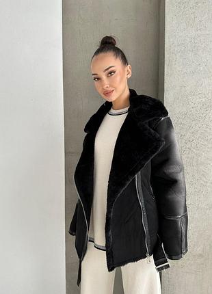 Дубленка авиатор zara эко замш черный s, m, l