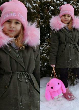 Детская парка хаки с натуральным мехом/детская куртка3 фото