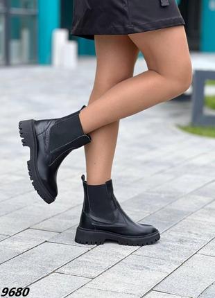 Распродажа натуральные кожаные зимние черные ботинки - челси 36р.4 фото