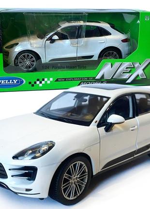 Игрушечная машинка металлическая welly 1:24 porsche macan turbo, порше меган турбо, откр.двери, багажник,