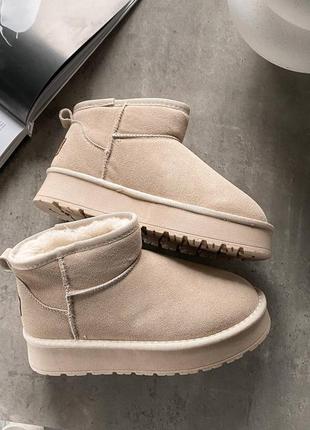 Угги на платформе ugg ultra mini platform натуральный замш