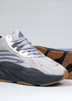 Adidas yeezy boost 700 бежеві кросівки чоловічі замшеві зимові з хутром відмінна якість ботінки сапоги високі теплі адідас буст