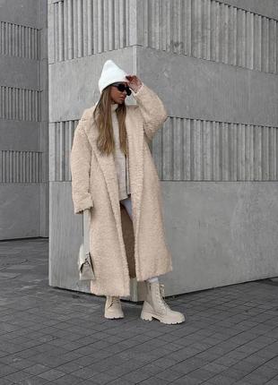 Тепла еко-шуба  з поясом6 фото