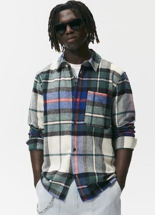 Фланелевая теплая рубашка мужская zara flannel