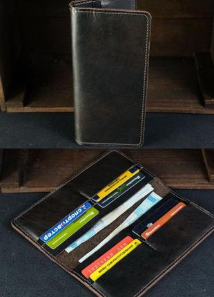 Кожаный кошелек из натуральной кожи итальянский краст на 8 карт кофейный1 фото